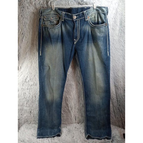 True Religion Ricky Jeans Mens 44 Relaxed Fit Stretch Stretch Straight Leg Denim - Picture 1 of 9